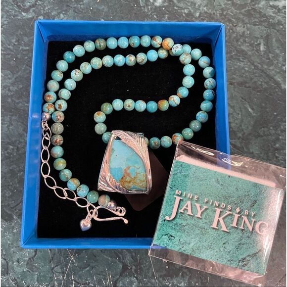Jay King Mine Finds Sterling Silver & Turquoise Necklace – Bold Statement Pendan - Picture 1 of 7